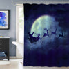 Christmas Santa Flying Over Full Moon Shower Curtain - Dark Blue