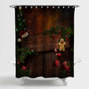 Christmas Ornaments Shower Curtain - Brown Green Red