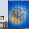 Aerial View of Winter Christmas Snowy Planet Shower Curtain - Blue White