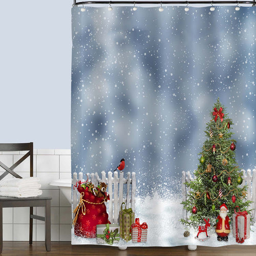Christmas Tree, Santa Claus and Gifts Shower Curtain