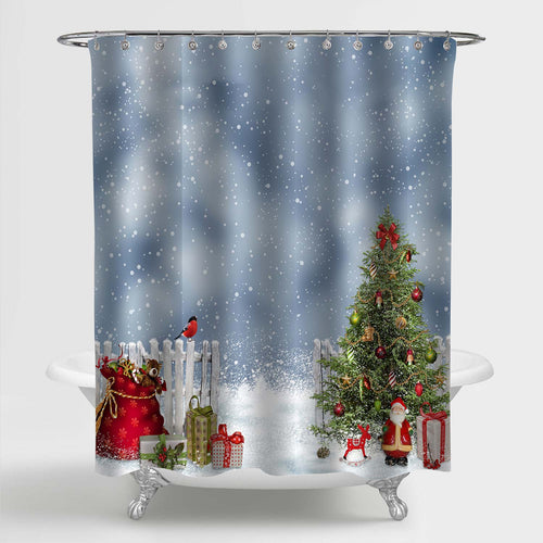 Christmas Tree, Santa Claus and Gifts Shower Curtain