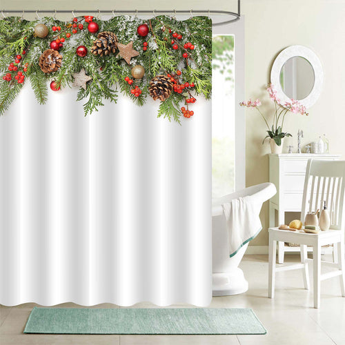 Christmas Festive Decoration Shower Curtian - Green