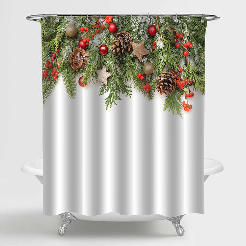 Christmas Festive Decoration Shower Curtian - Green