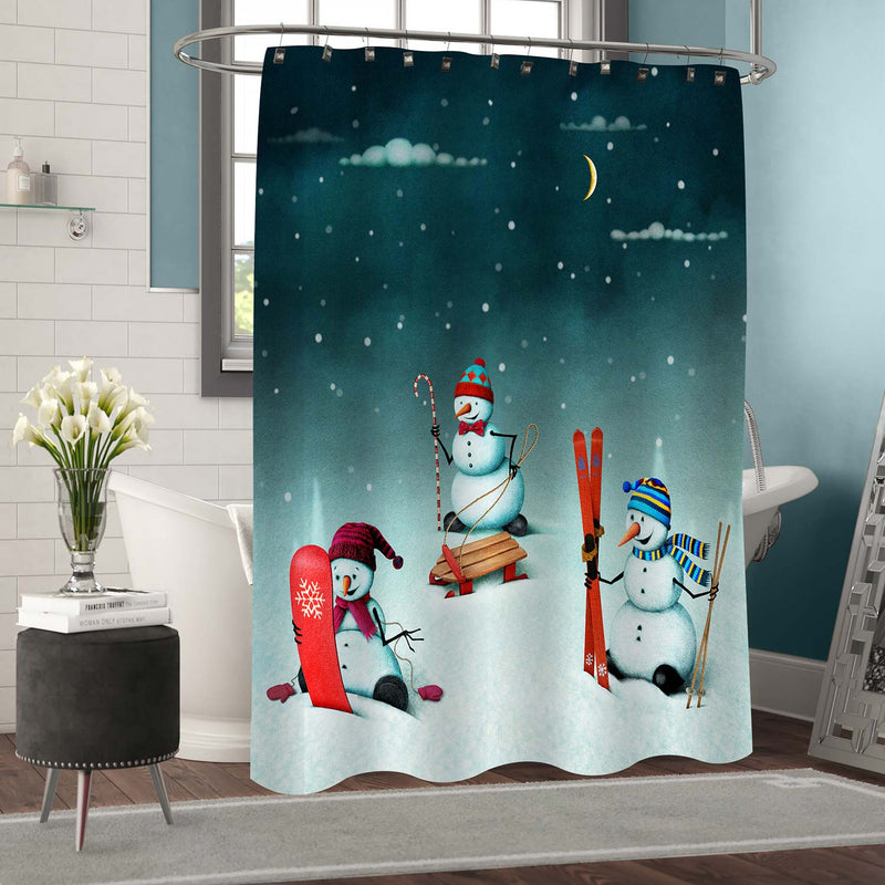 Snowmen Sports Shower Curtain - Green