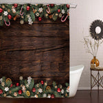 Christmas Fir Tree Decoration on a Wooden Board Shower Curtian - Brown Green