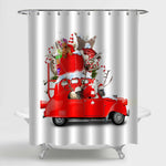 Santa Claus with Reindeer in a Car Shower Curtain - Red