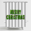 Merry Christmas Lettering Illustration Shower Curtain - Green