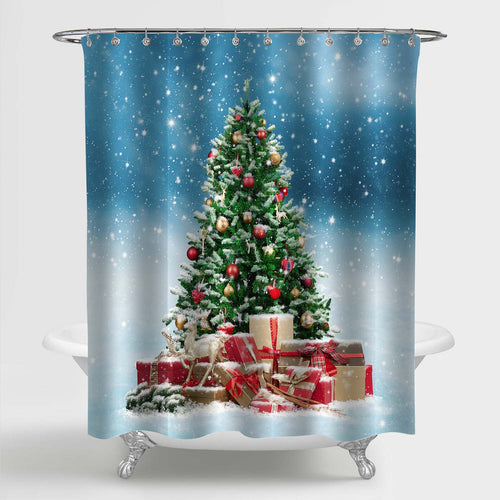 Christmas Tree with Present Boxes Shower Curtain
