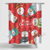 Round Dance of Snowmen Shower Curtain - Red White