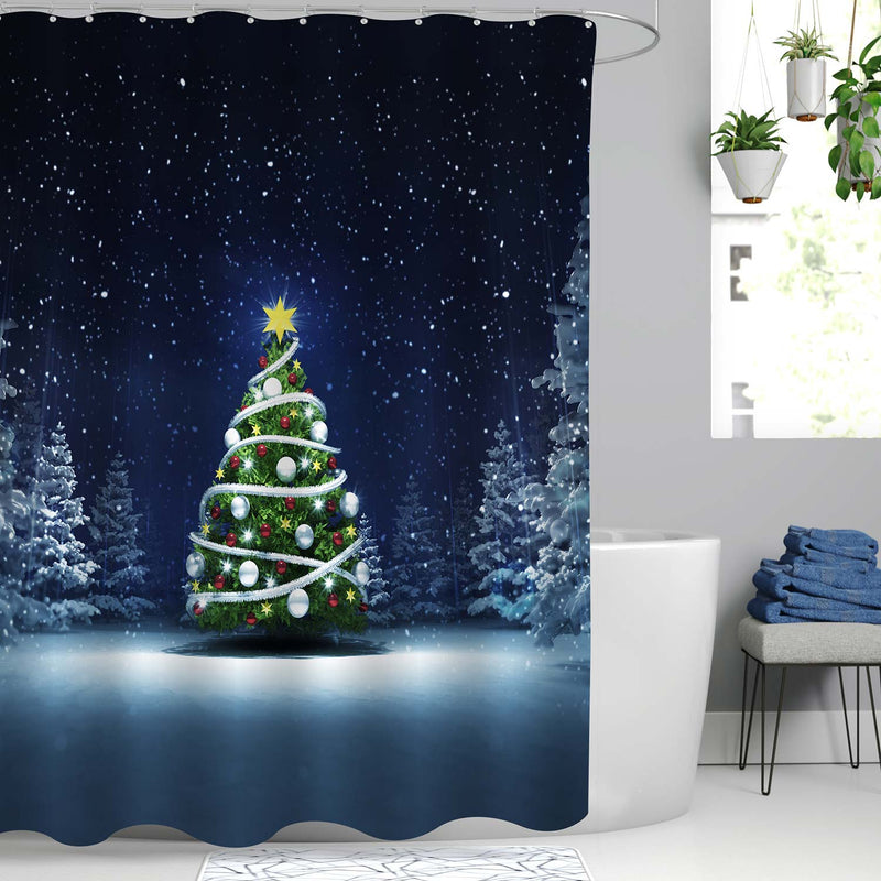 Christmas Tree Shower Curtain - Blue