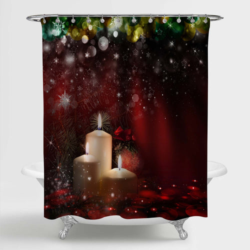 Christmas and New Year Ornaments Shower Curtain - Red Green