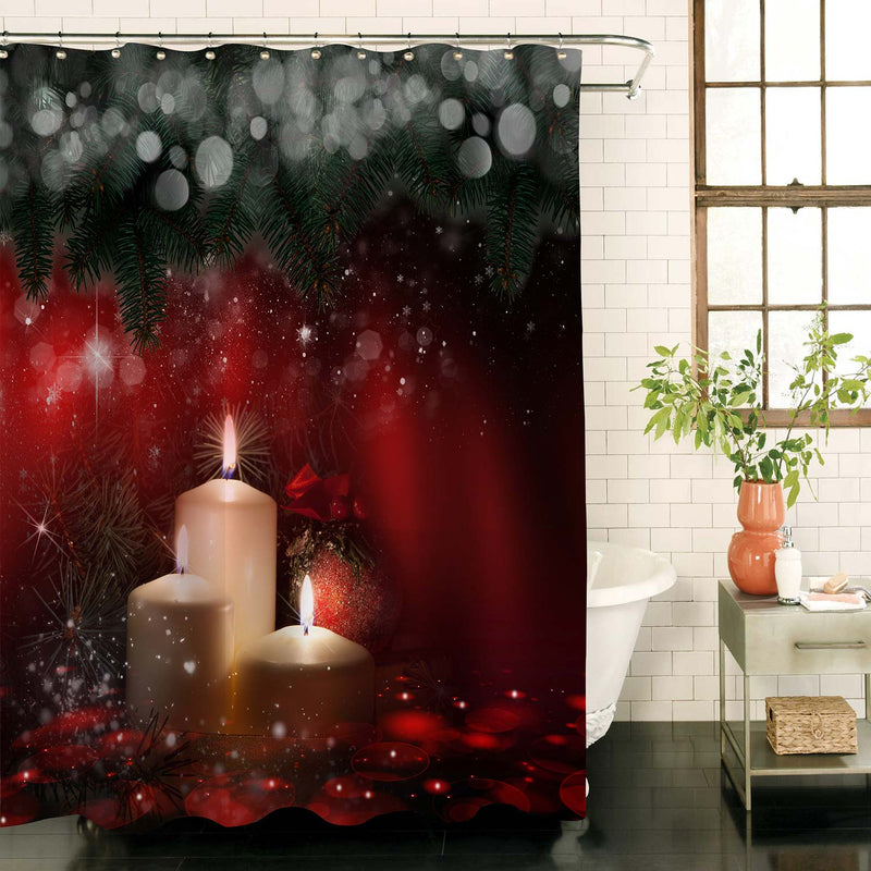 Christmas and New Year Ornaments Shower Curtain - Red Green