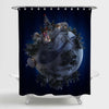 3D Illustration of the Christmas Planet Shower Curtain - Dark Blue