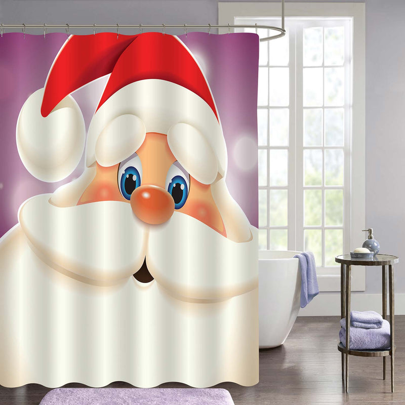 Cartoon Santa Claus Close-up Portrait Shower Curtain - Red Beige