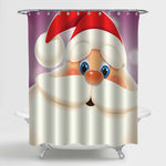 Cartoon Santa Claus Close-up Portrait Shower Curtain - Red Beige