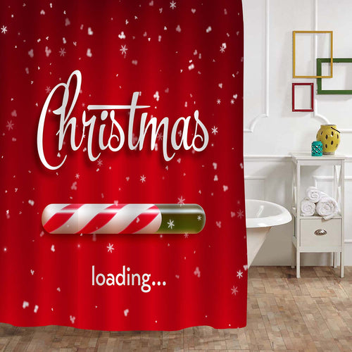 Christmas Candy Cane Progress Bar with Inscription Shower Curtain - Red