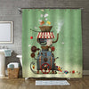 Santa's Workshop Bizarre Industrial Car to Create Gifts Shower Curtain - Green