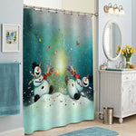 Cheerful Snowman with Christmas Cracker Shower Curtain - Green