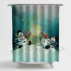 Cheerful Snowman with Christmas Cracker Shower Curtain - Green