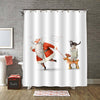 Santa Claus Carries Letters on a Toy Wooden Deer with a Cat Shower Curtain - Red