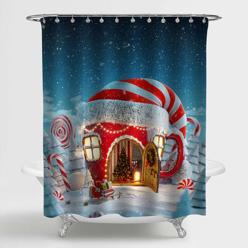 Fairy Tea Cup House in Elfs Hat Decorated in Magical Forest Shower Curtain