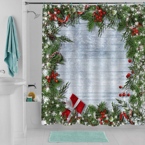 Retro Christmas Ornaments Shower Curtain
