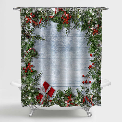 Retro Christmas Ornaments Shower Curtain