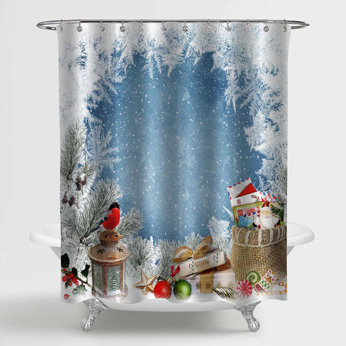 Christmas Landscape with Gifts Shower Curtain