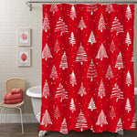 Hand Drawn Doodle Sketch Christmas Tree Shower Curtain - Red