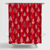 Hand Drawn Doodle Sketch Christmas Tree Shower Curtain - Red