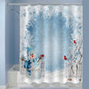 Christmas Background with a Snowman Shower Curtain - Blue