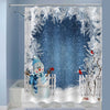 Christmas Landscape with a Snowman Shower Curtain - Blue White