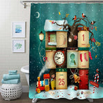 Christmas and New Year Elements Calendar Conceptual Shower Curtain - Multicolor