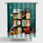 Christmas and New Year Elements Calendar Conceptual Shower Curtain - Multicolor