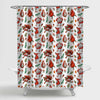 Hand Drawn Cute Dancing Santa Claus Shower Curtain - Red Green