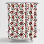 Hand Drawn Cute Dancing Santa Claus Shower Curtain - Red Green