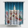 Christmas Candle Shaped House in Magical Snowy Forest Shower Curtain