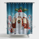 Christmas Homemade Pudding Shaped House Shower Curtain