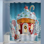 Christmas Gingerbread Muffin Shaped House Shower Curtain