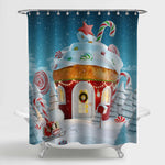 Christmas Gingerbread Muffin Shaped House Shower Curtain