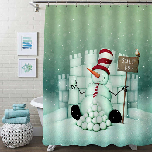 Snowman Sale and Snow Fort Shower Curtain - Green