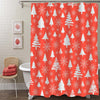 Forest on Red Backgroud with Snowflake Shower Curtain