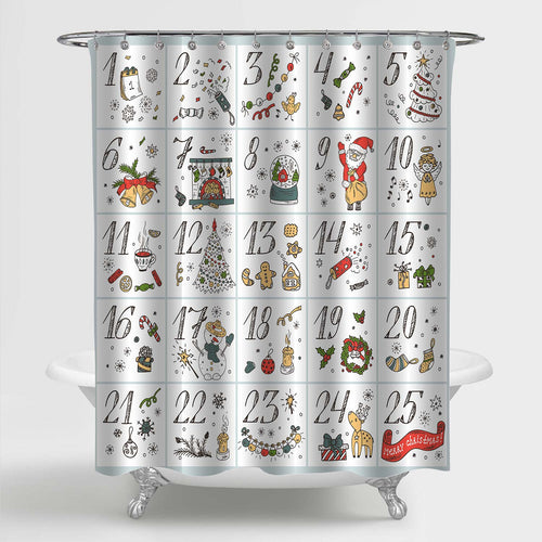 Christmas Advent Calendar Shower Curtain