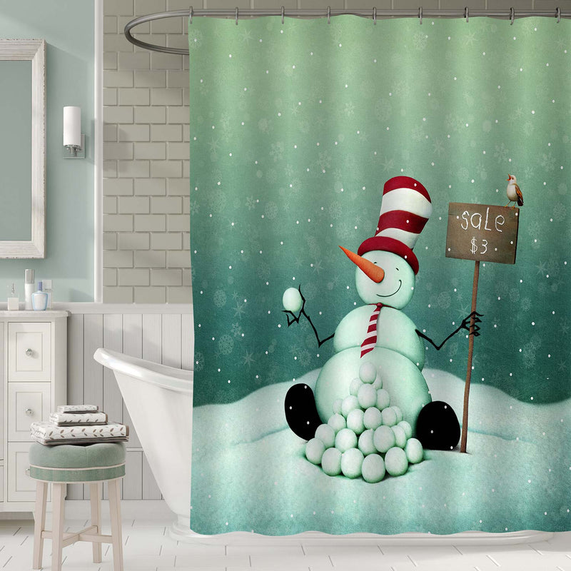 Snowman Sale for Christmas and New Year Shower Curtain - Green