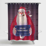 Bad Santa in Police Department Shower Curtain - Red