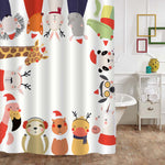 Cartoon Animals in Santa Claus Hats Shower Curtain - Multicolor