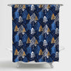 Christmas Tree Silhouettes Shower Curtain - Blue