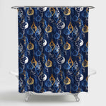 Hand Drawn Christmas Shower Curtain - Dark Blue