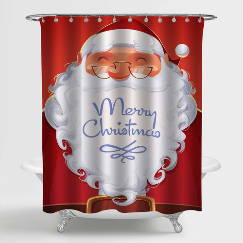 Santa Claus Portrait Shower Curtain - Red White