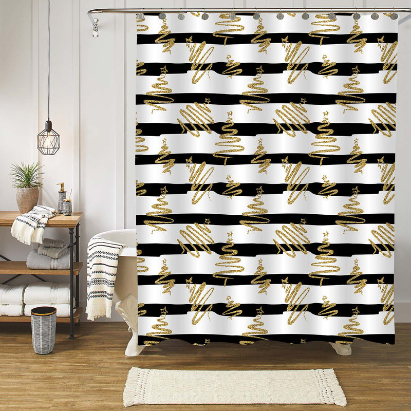 Gold Christmas Tree Shower Curtain